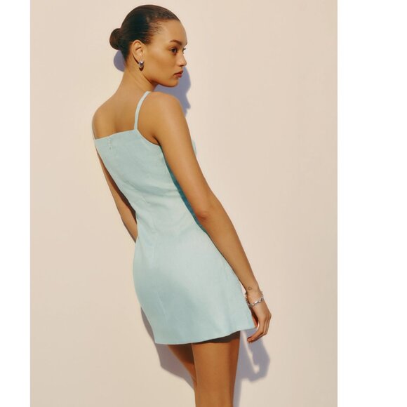 Reformation Phillipa Linen Dress in Aquamarine - Picture 4 of 7
